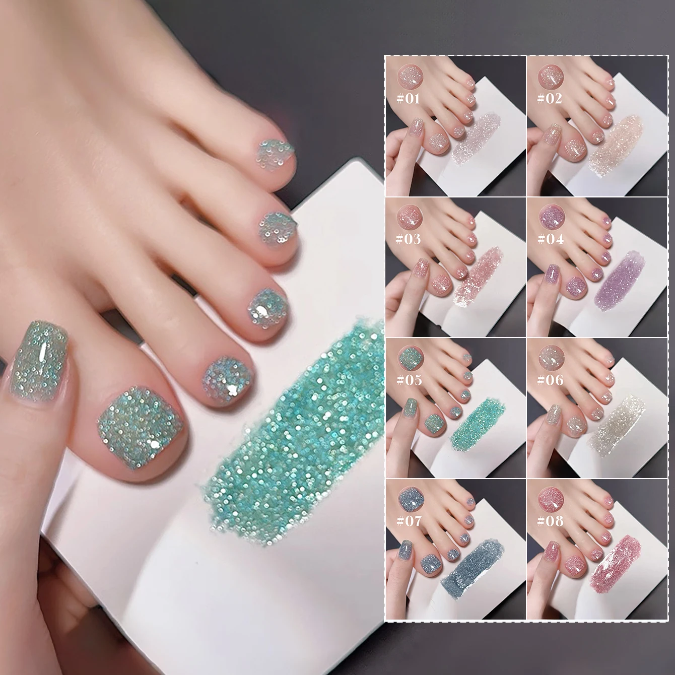 1-8 pçs ws verão popular versátil clareamento rosa verde azul bling gel super brilho água luz quebrado diamante gel unha polonês