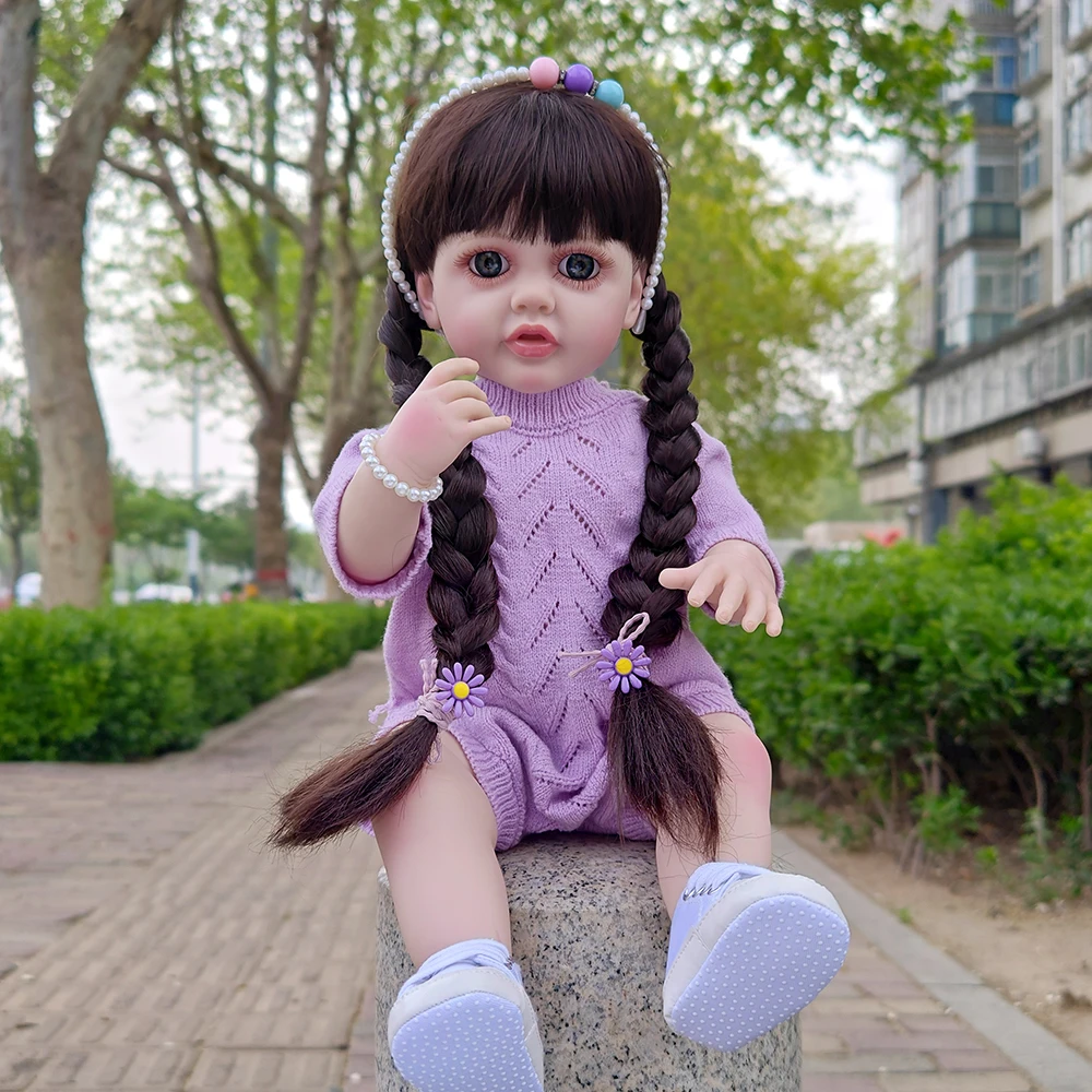 22 インチ完成リボーン人形フルシリコーンビニール 55 センチメートル新生児女の子ドレスアップシミュレーションおもちゃ子供のための新年のギフト