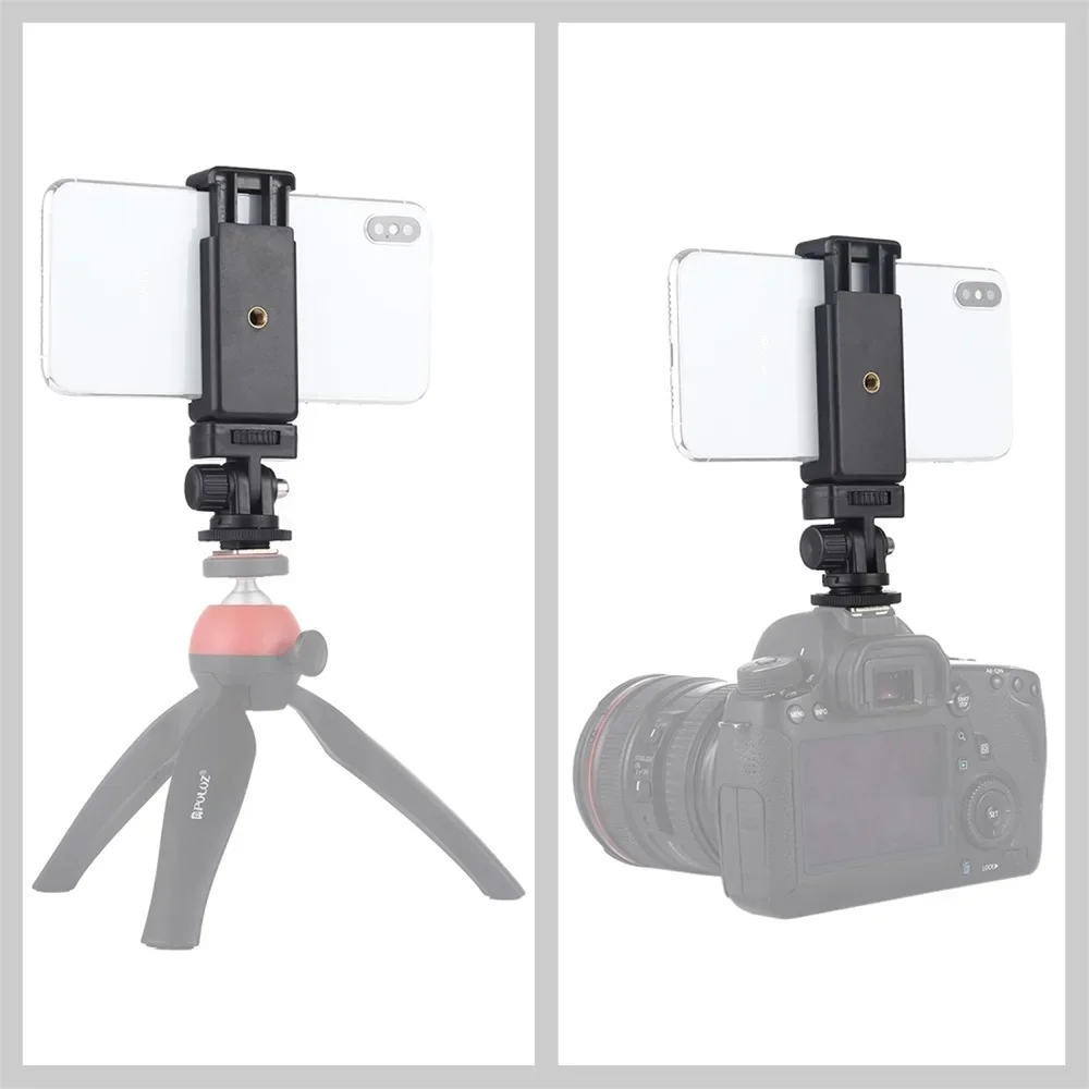 1/4 Inch Screw Thread Cold Shoe Phone Clamp Holder Stand Vertical&Horizontal Video Shooting For Andriod&iPhone SmartPhones