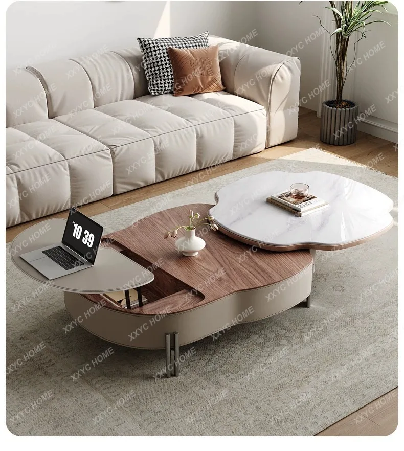 A  Light Luxury New Living Room Multi-functional Lifting Coffee Table Small Apartment Home Creative High-end Designer Tea Table