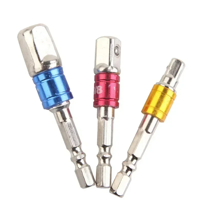 

BIESUO 3Pcs Socket Bit Adapter Impact SET Hex Shank To 1/4" 3/8" 1/2" Extension Converter Impact Drill Bits Driver