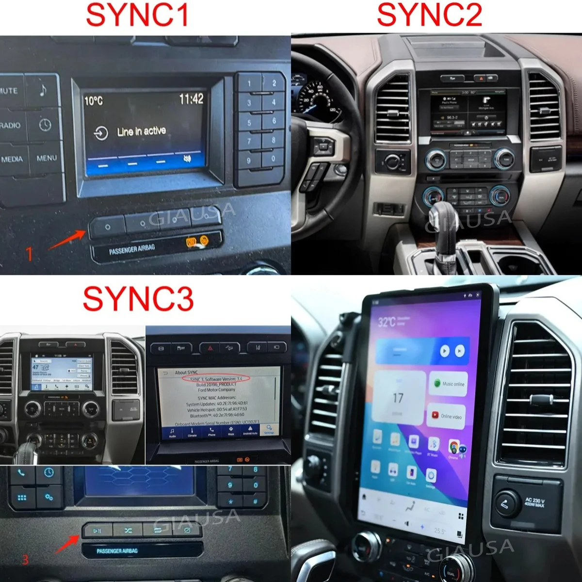 14.4 inch Vertical Screen Stereo Car Radio For Ford Raptor F150 F250 F350 F450 2015 - 2022 Android 13 Car Multimedia Player