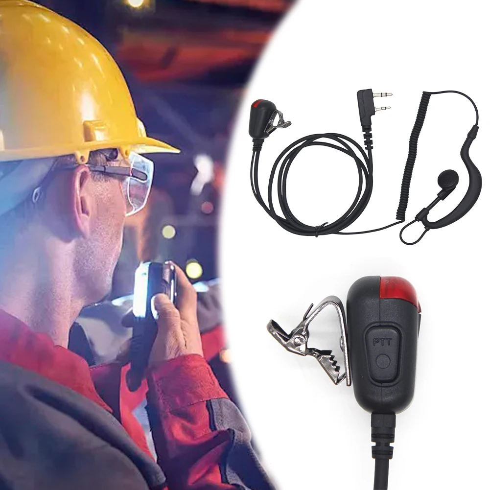 

Гарнитура K Plug Walkie Talkie с микрофоном, 2-контактный микрофон PTT, гарнитура, ушной крючок, наушник для Baofeng BF-777S/888S UV-5R