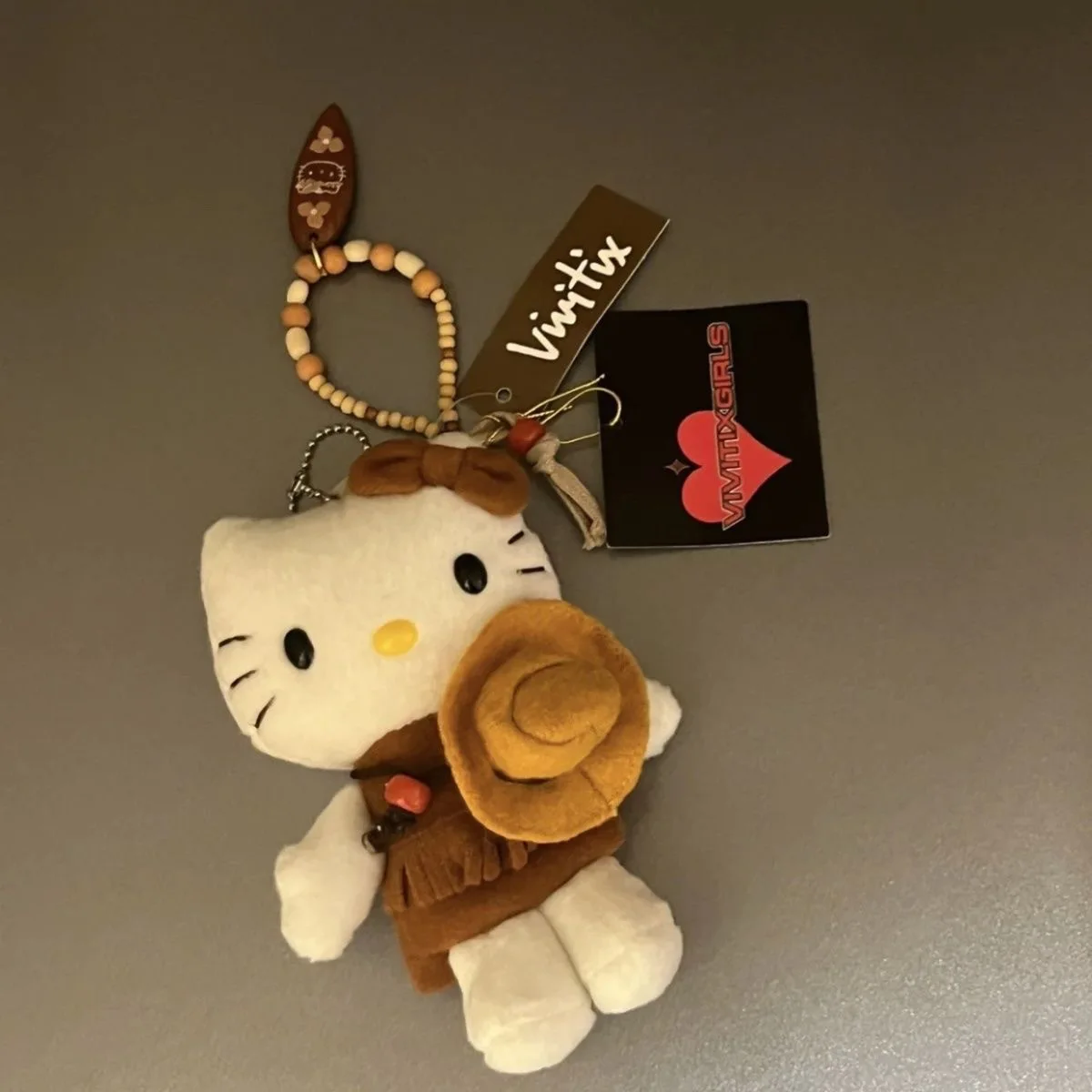 

Kawaii Cute Sanrio Hello Kitty Cartoon Pendant Anime Black Leather Cowboy KT Cat Bag Charm Plush Doll Toys Girls Gift