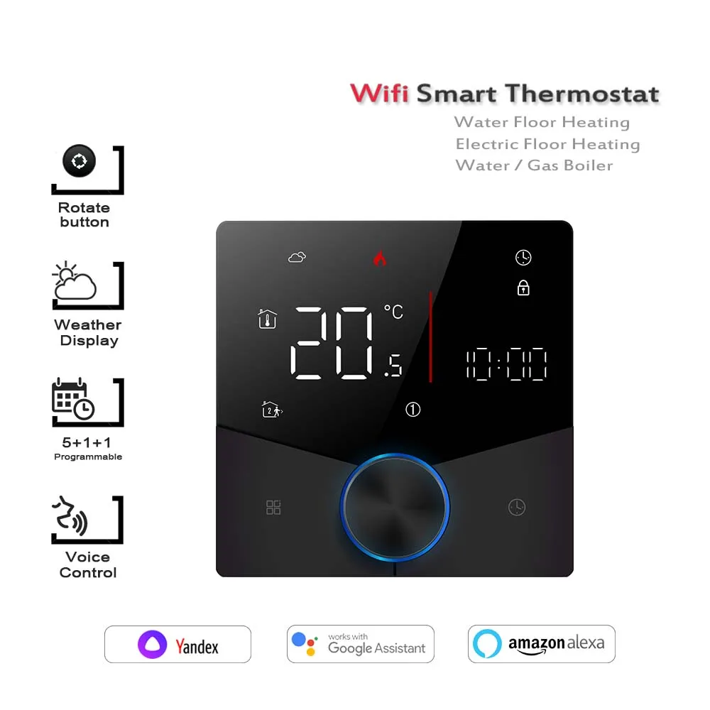 Thermoregulator for warm floor GA/GB/GC for Water Heating/ Electric Heating/ Gas Boiler Heating，tuya wifi Programming thermostat