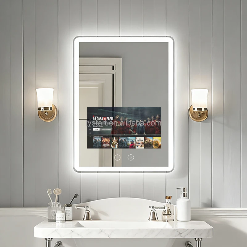 Casa tela de toque espelho banheiro tv inteligente espelho à prova dwaterproof água tv espelho beleza inteligente