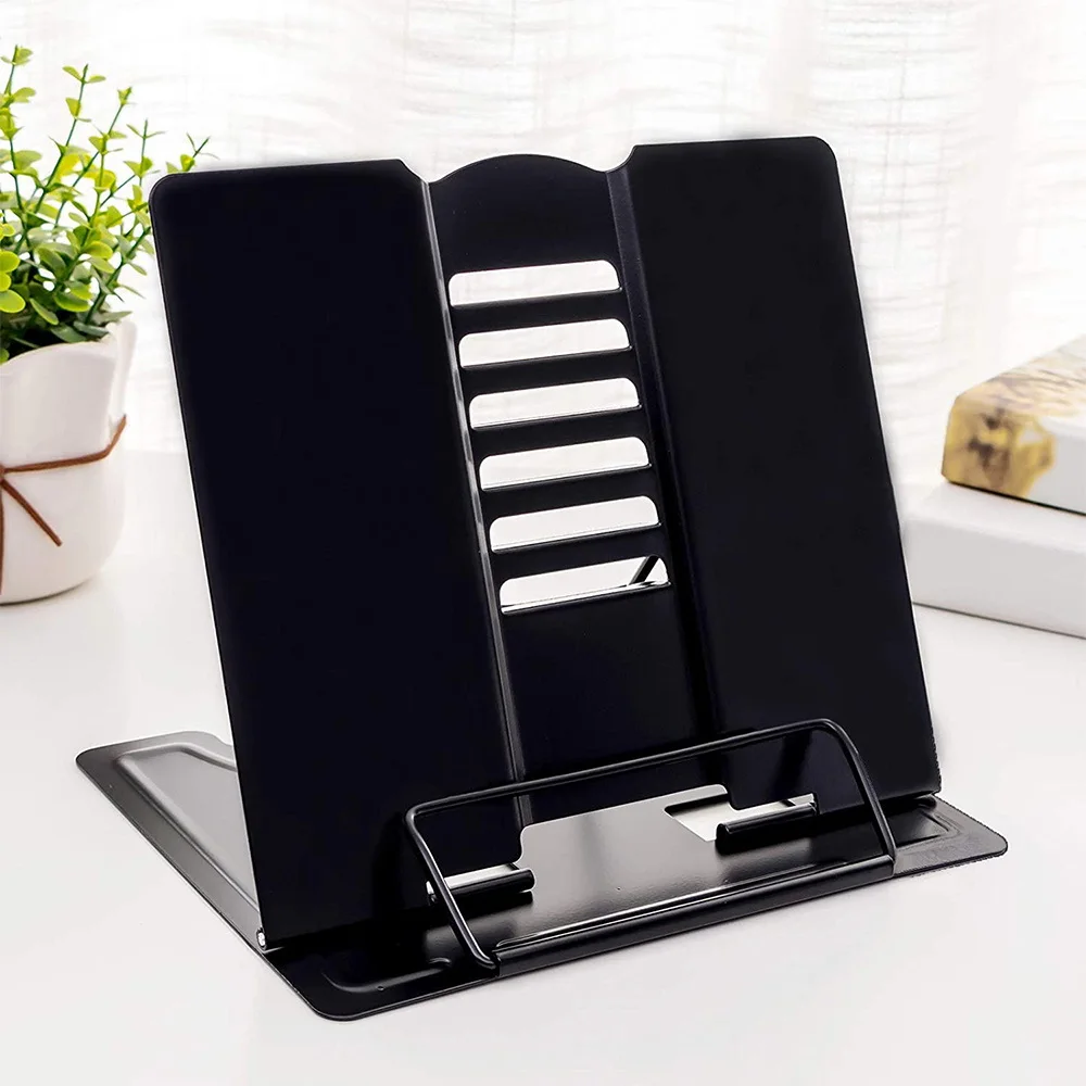 2PC Desk Book Stand Holder For Reading, Adjustable Metal Reading Stand For Textbooks Recipes Music Books Tablet