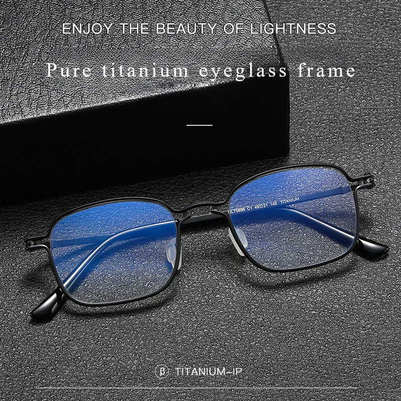 

Pure Titanium Eyeglass Frame Fashionable Trendy Design Prescription Eyeglass Frame for Business Glasses Men Large Mirror Frame