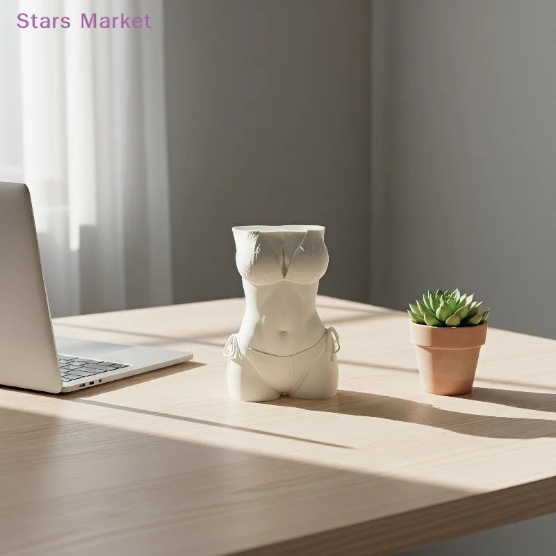 New Bikini Body Pen Holder 3D Printed Funny Texture Female Torso Pencil Pot Cool Office Desk Brush Storage Decor Gift For Men
