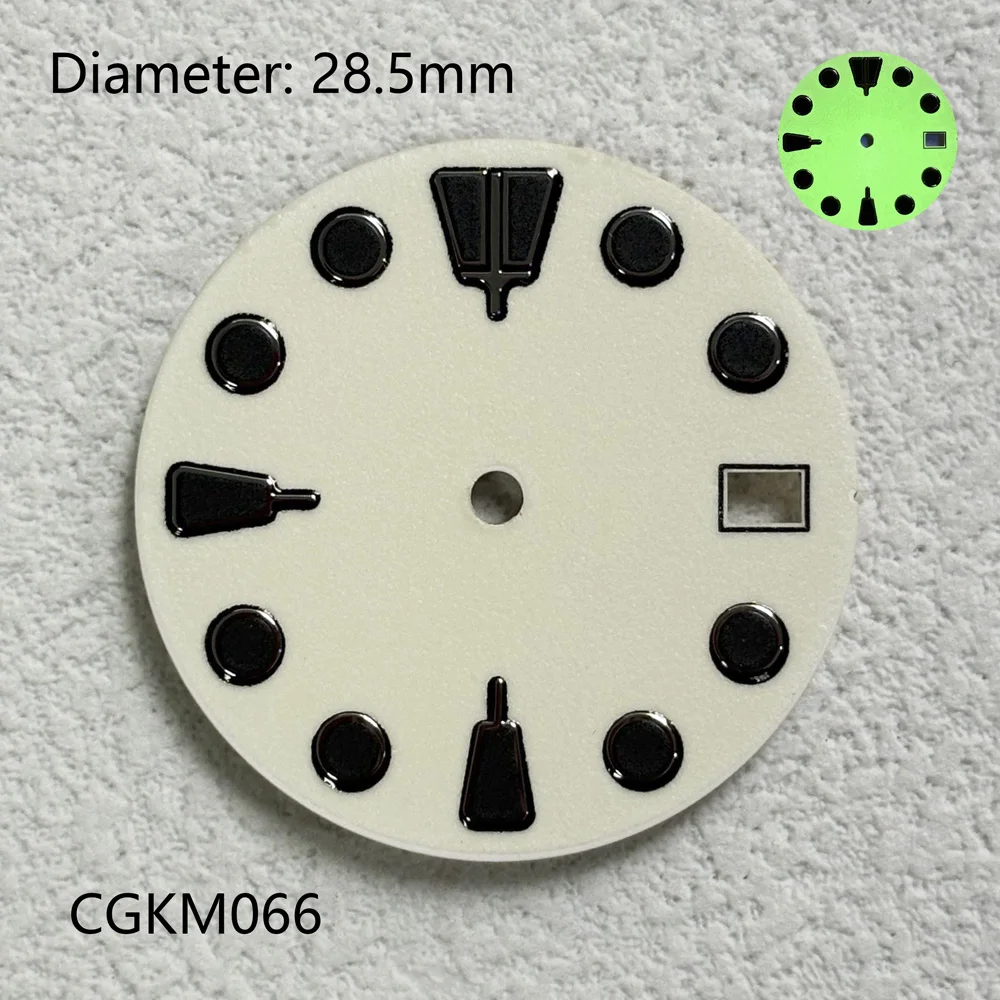 28.5mm Sterile Dial White Green Luminous Dial Customizable DIY Dial NH Dial 35/36 Dial Movement Watch Replacement Accessories