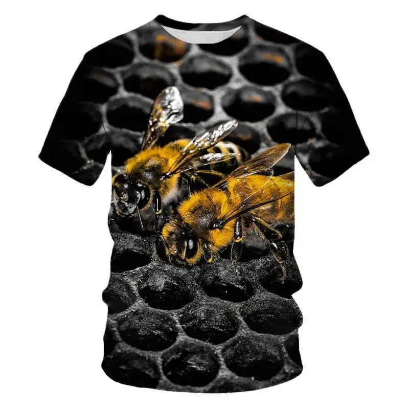 Summer Fashion Casual Honeybee graphic t shirts Men 3D Trend Printing Personality harajuku Round Neck Short Sleeve Tees Tops