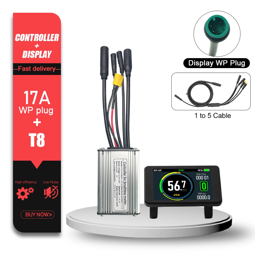 Elektrische Fiets KT Controller 36V 48V 17A-30A Waterdichte Stekker met Licht Functie LCD Display 250W-1000W Motor