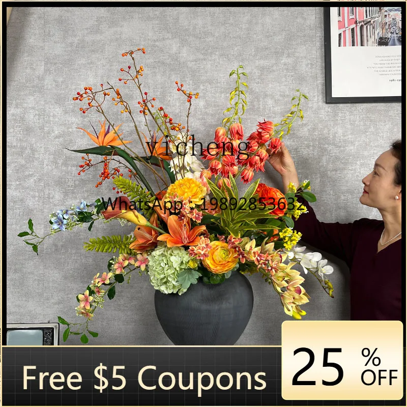 ZC hotel homestay simulated flower model room villa decoration fake flower TV cabinet bionic flower ornament