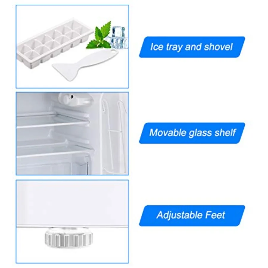 3.2 مكعب. ثلاجة FT صغيرة مع ثلاجة بفريزر بباب مزدوج مع أرفف زجاجية قابلة للتعديل ودرجة حرارة قابلة للإزالة وتبريد مدمج #5