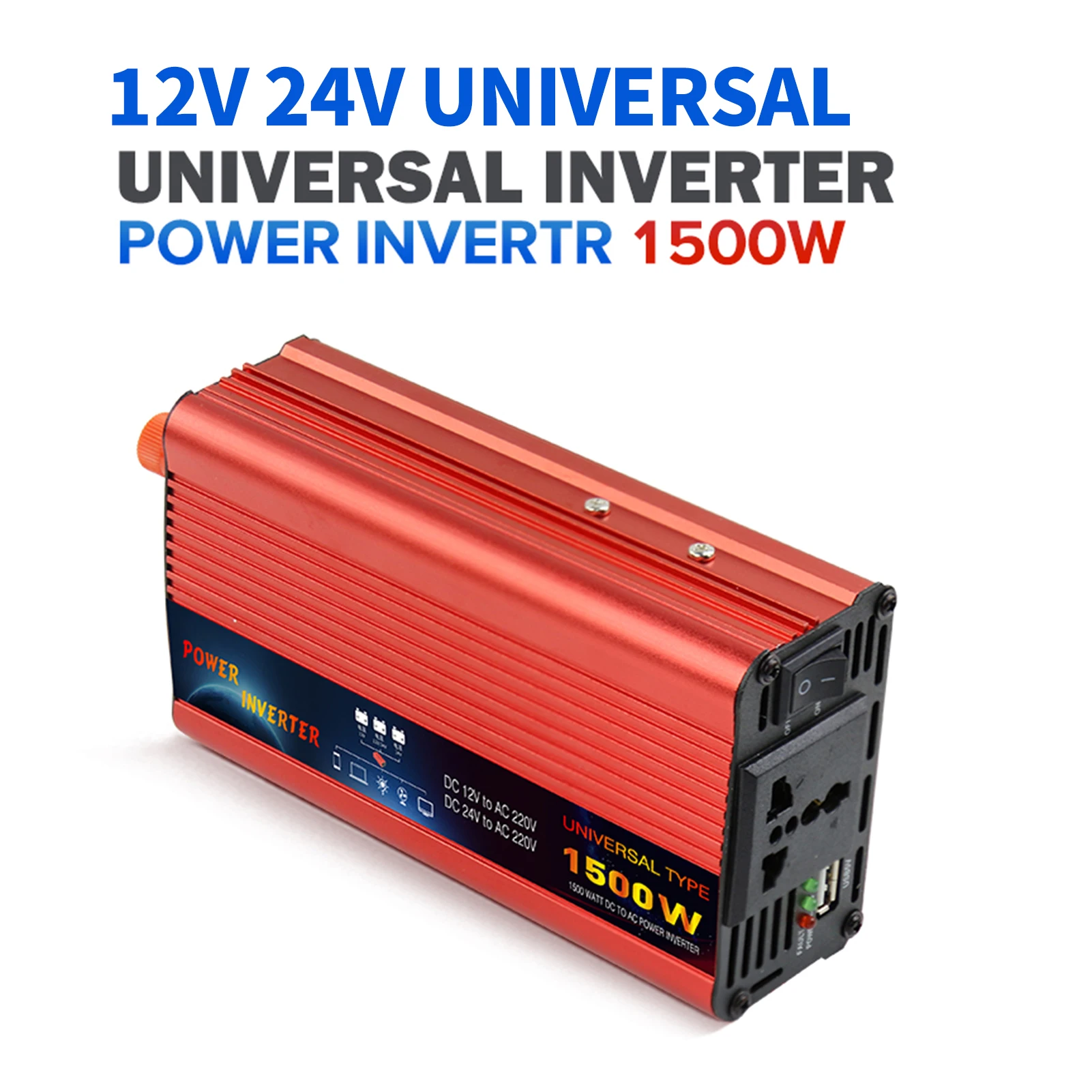 

Power Inverter Solar Modified Sine Wave Power Inverter 550W(Continuous)/ 1500W(Peak) DC 12V 24V Universal to AC 220V-240V