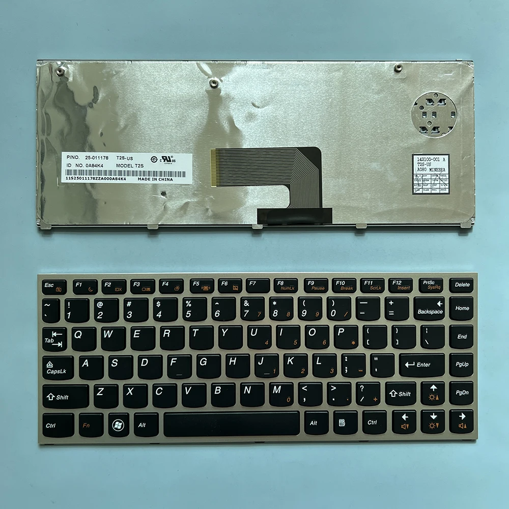 XIN US Original Keyboard For Lenovo IdeaPad U460 U460A U460S Laptop Black  Silver Frame T2S-US  25-011178