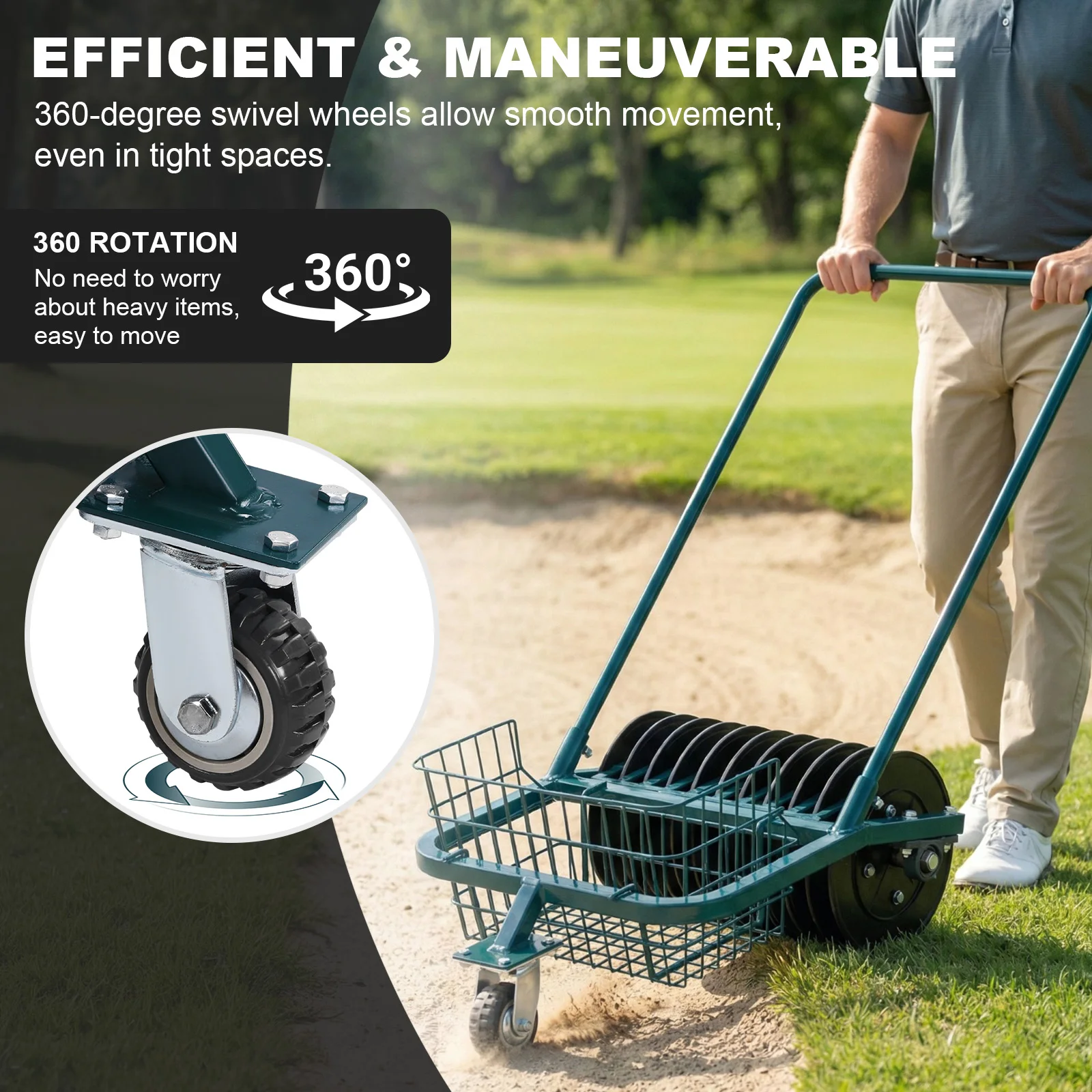 

Golf Ball Collector Cart No Bending Over Large-Capacity Ball Holder Saving Time and Effort for Backyard Practice & Training