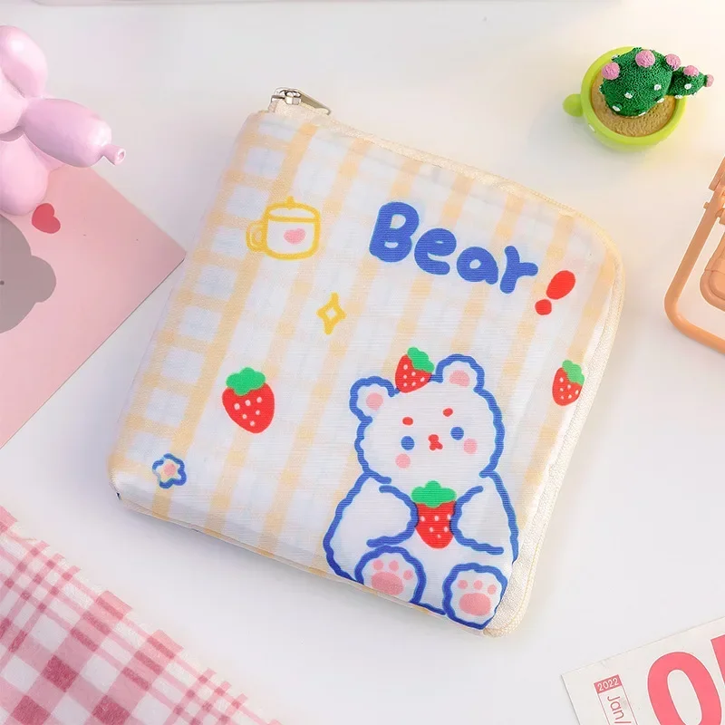 Bonito Kawaii Desenhos Animados Guardanapos Sanitários Saco De Armazenamento, Saco Cosmético, Mini Coin Pouch, Fone De Ouvido Cabo De Dados Saco, ID Titular Do Cartão De Crédito