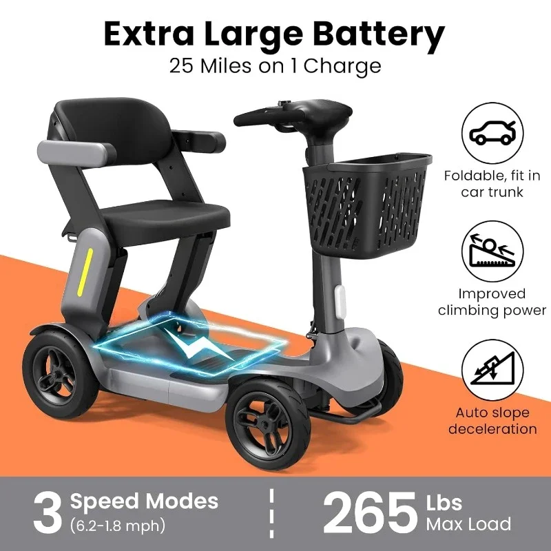 home.Foldable Mobility Scooter - Electric Scooter with Seat for Adults - Wheelchair Alternative - 25 Miles on 1 Charge