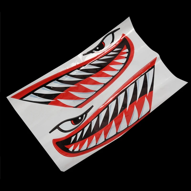 2Pcs Waterproof Kayak Sticker Diy Shark Teeth Mouth Stickers Boat Car Truck Accessories