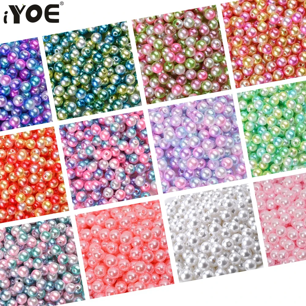 3/4/5/6/8/10/12mm Gradient Imitation Pearl Beads Loose Spacer Acrylic Beads For Jewelry Making Bracelet Necklace Diy Craft