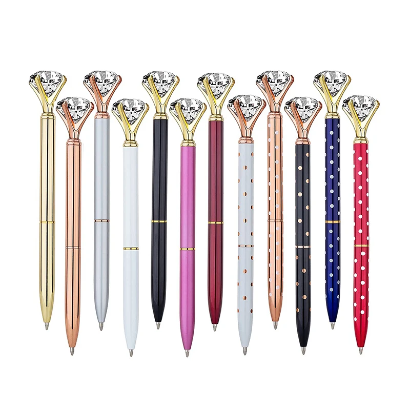 

84Pcs Big Crystal Diamond Bling Metal Ballpoint Pens Ring Wedding Office School Gifts