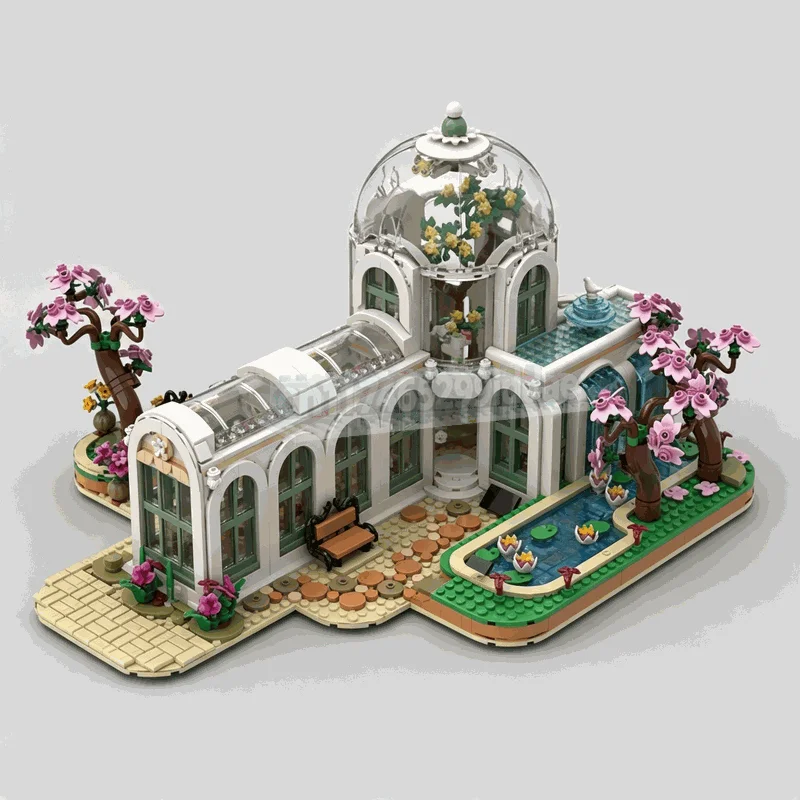 2506PCS Botanical Garden Conservatory Building Blocks Glasshouse Flower Pavilion Architecture Model DIY Assembly Collection Toy