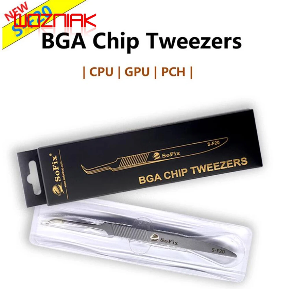 Sofix BGA Chip Tweezers Tin Planting Tweezers Clip CPU Video Card South Bridge Welding Chip Clip for MacBook Windows Motherboard