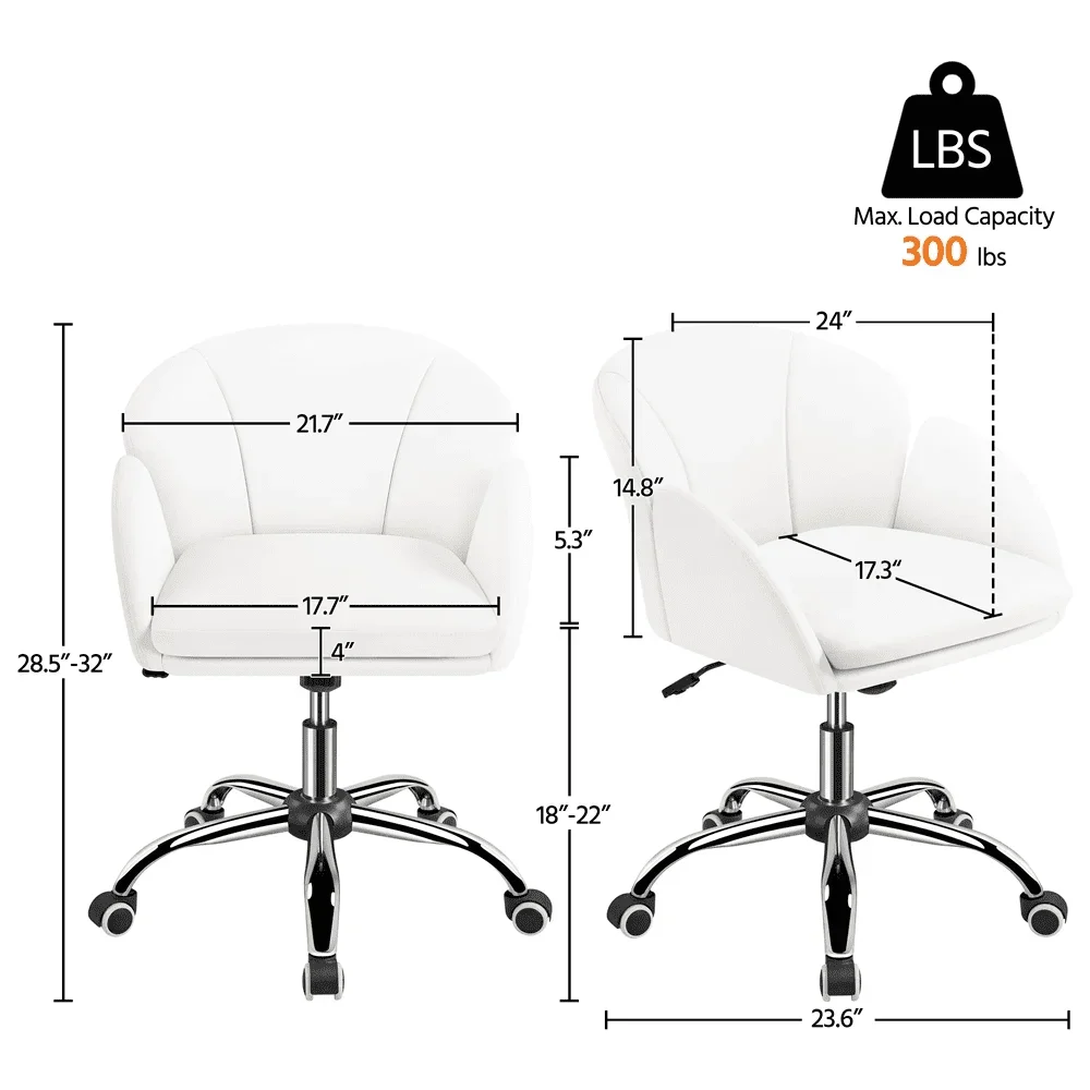 Chaise de bureau roulante avec accoudoirs, moderne, blanc, bureau à domicile