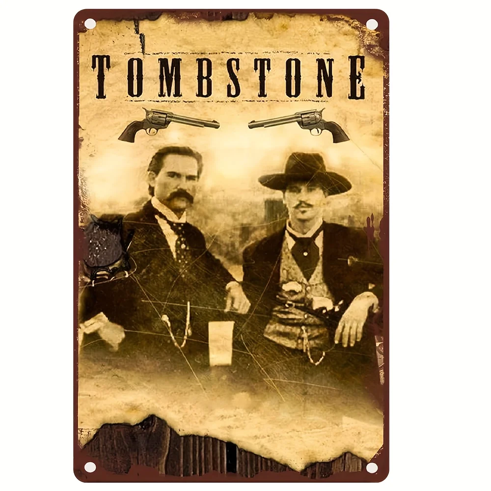 Tombstone 1993 Letrero de chapa Decoración rústica para baños, bares y cafeterías - Diversión arte temático occidental para cuevas y garajes de hombre