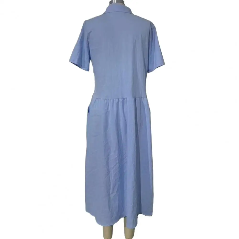 여성 단색 무슬림 드레스 큰 사이즈 긴팔 옷 턴다운 칼라 셔츠 맥시 드레스 여성용 루즈핏 셔츠 드레스