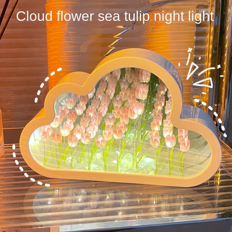 Tulip Flower Sea Mirror Night Light