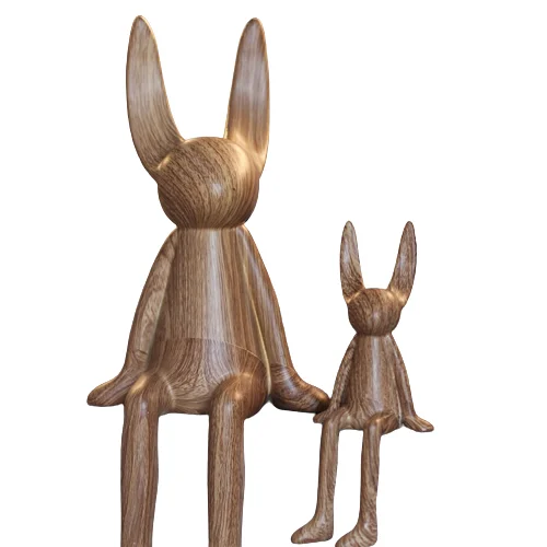 

Diy for Gifts Items Contemporary Home Decor Ornaments Wood Grain Sitting Rabbit Resin Decoration Crafts