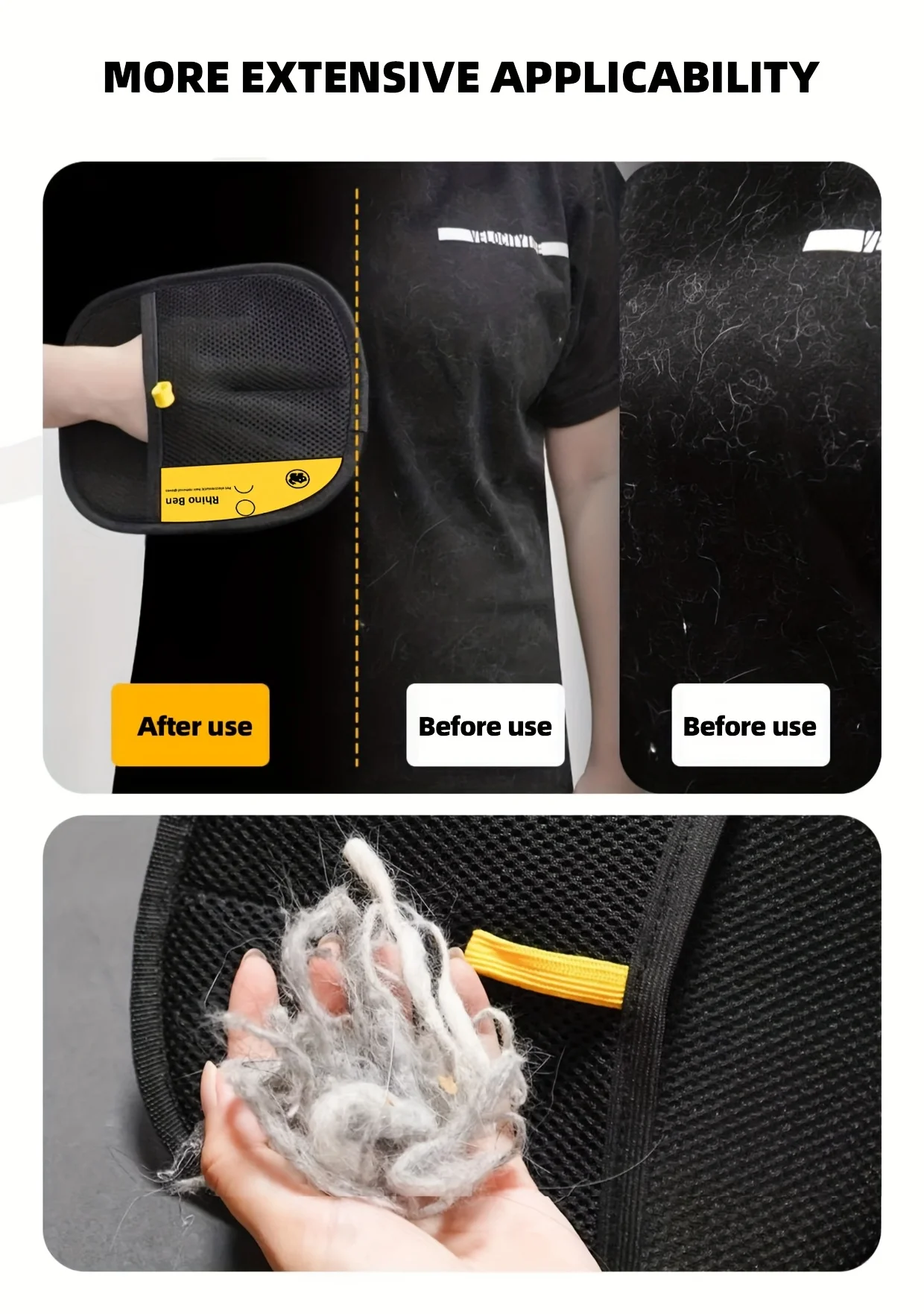 Wiederverwendbare Tierhaarentfernungshandschuhe – Waschbares Upgrade-Modell für große Flächen: Pflege, Schönheit, Teppich, Hund, Katze, Fell, Sofa, Stoff – Detail 5