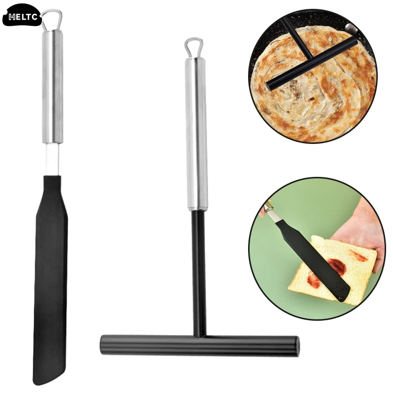 1pcs Stainless Steel French Crepe Spreader Pancake Like Batter Spreading Tools Pancake Like Batter For Bakery Kitchen + Spatula