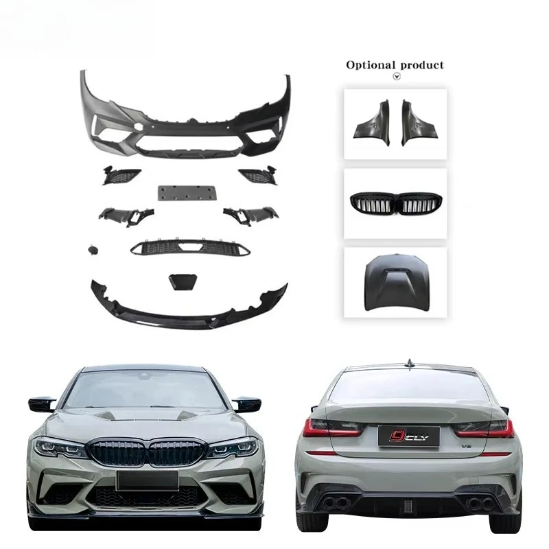 For 20-22  3 Series G20 G28 Upgrade M3C Bodykit Bumper Spoiler Option Grille Fender CS Hood Diffuser Exhaust Tip Mirror Cap