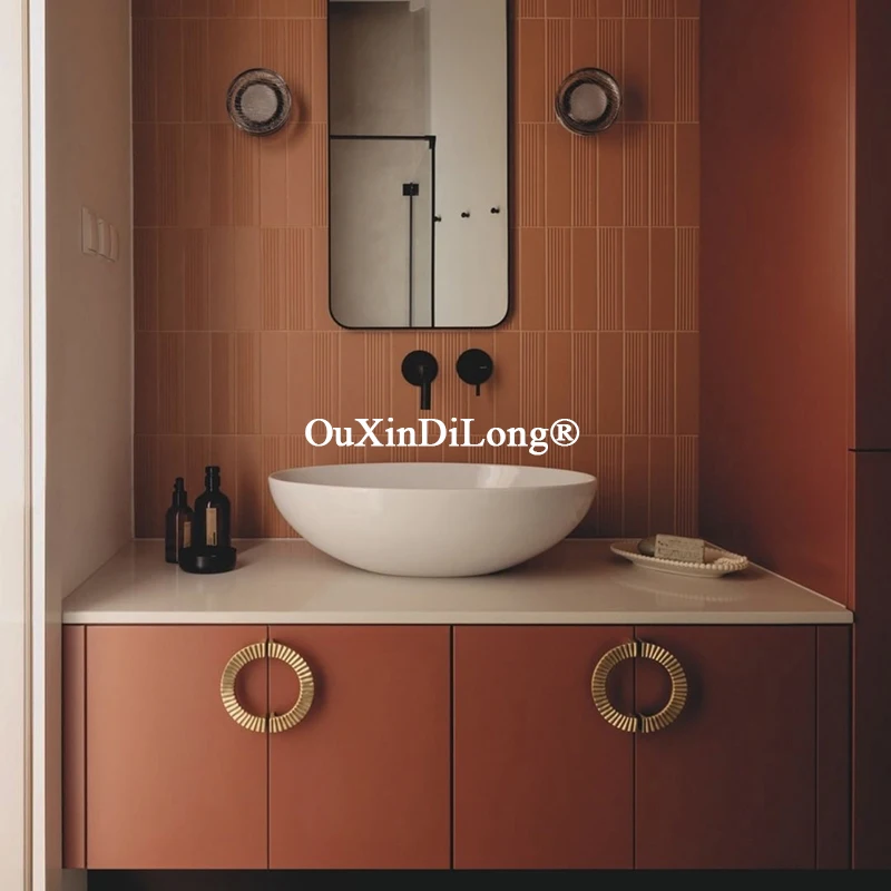 1Pair Solid Brass Semicircle Furniture Pulls Handles Drawer Pulls Cupboard Wardrobe Kitchen Closet Dresser TV Cabinet Pulls Ring