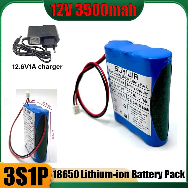 

3S1P 3500 мАч 12 В 18650 Аккумуляторная литий-ионная аккумуляторная батарея 12,6 В 11,1 В 5A BMS Светодиодное освещение Камера видеонаблюдения Мощность динамика