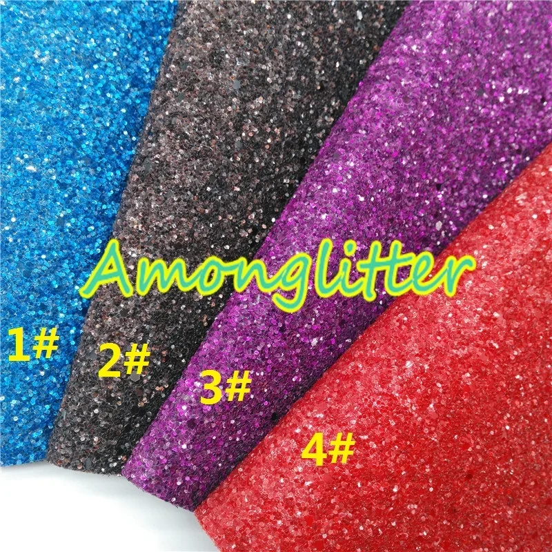 Amonglitter Yellow Chunky Glitter Leather Fabric Sheets, Glitter Fabric for DIY Bows Bags and Shoes 21x29cm A4 size MB020