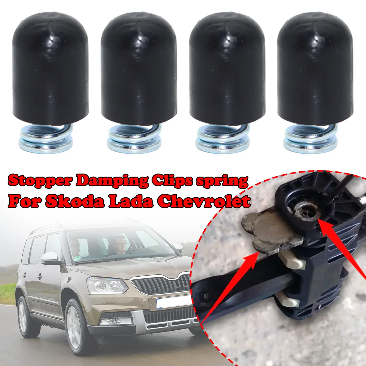 

4/8kit Car Door Check Strap Limiter Repair Kit Stopper Damping Spring Clip Black For Skoda KODIAQ DUCATO Cadillac SRX MALIBU
