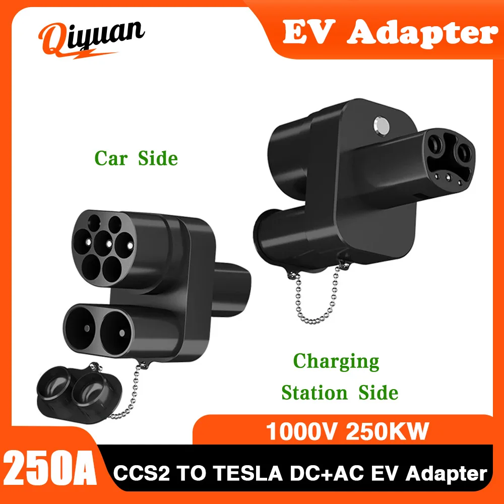 CCS2 to Tesla AC+DC Adapter Convertor 250A for Model 3/X/Y/S CCS COMBO 2 Adapter Support CCS2 and Type2 Charger