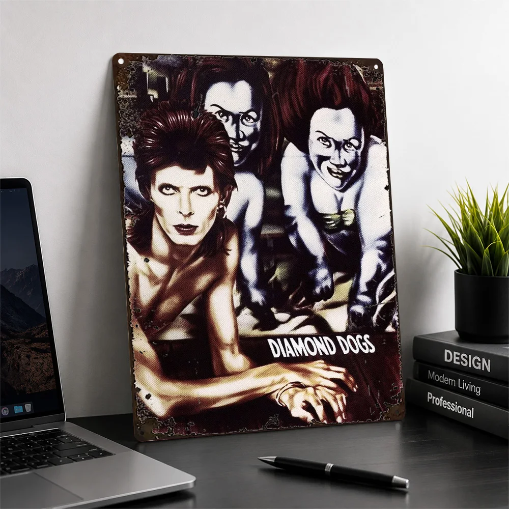 David Bowie Diamond Dogs Aluminum Poster Retro Graphic Wall Art For Listening Room Personalized Metal Sign Music Lover Gift Idea