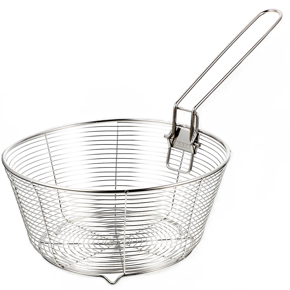 

Stainless Steel Frying Basket Rust Proof Mesh Chip Basket for French Fries Snacks Cooking Fry Baskets Handle Metal Strainer