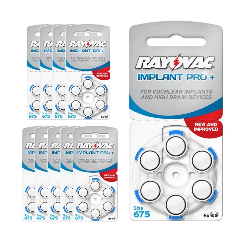 Rayovac 675 Size batteries Implant PRO Cochlear Hearing aid cells 675P PR44 MF