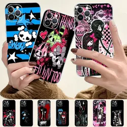 Love Black and Cute Emo Phone Case Silicone Soft for iphone 16 15 14 13 12 11 Pro Mini XS MAX Plus X Cover