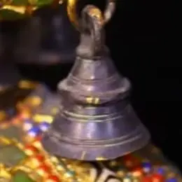 

12"Xizang Old Bronze Mosaic Gem gZi Beads Shell Buddha Conch Bell Turtle Base Amulet Worship Hall Town house