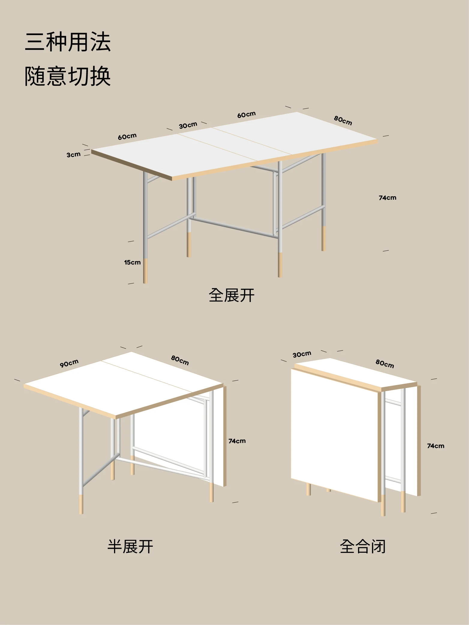 Folding dining table floding table small apartment medieval white dining table Korean bathroom