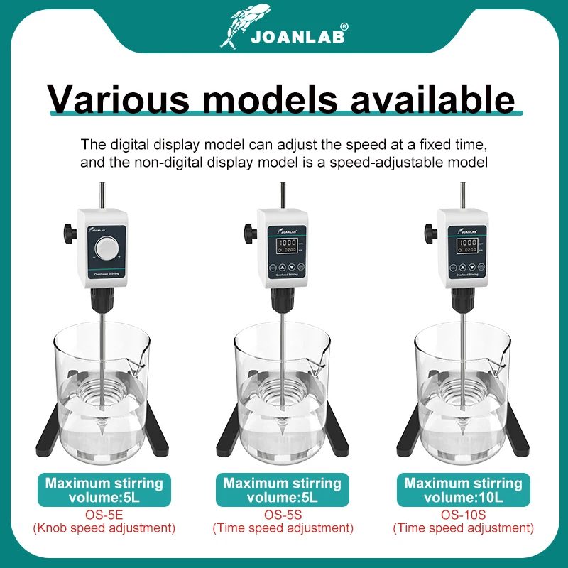 JOANLAB 교반기 실험실 디지털 디스플레이 오버헤드 교반기 전기 믹서 실험실 장비 5/10L 1200rpm 110/220V OS-10S