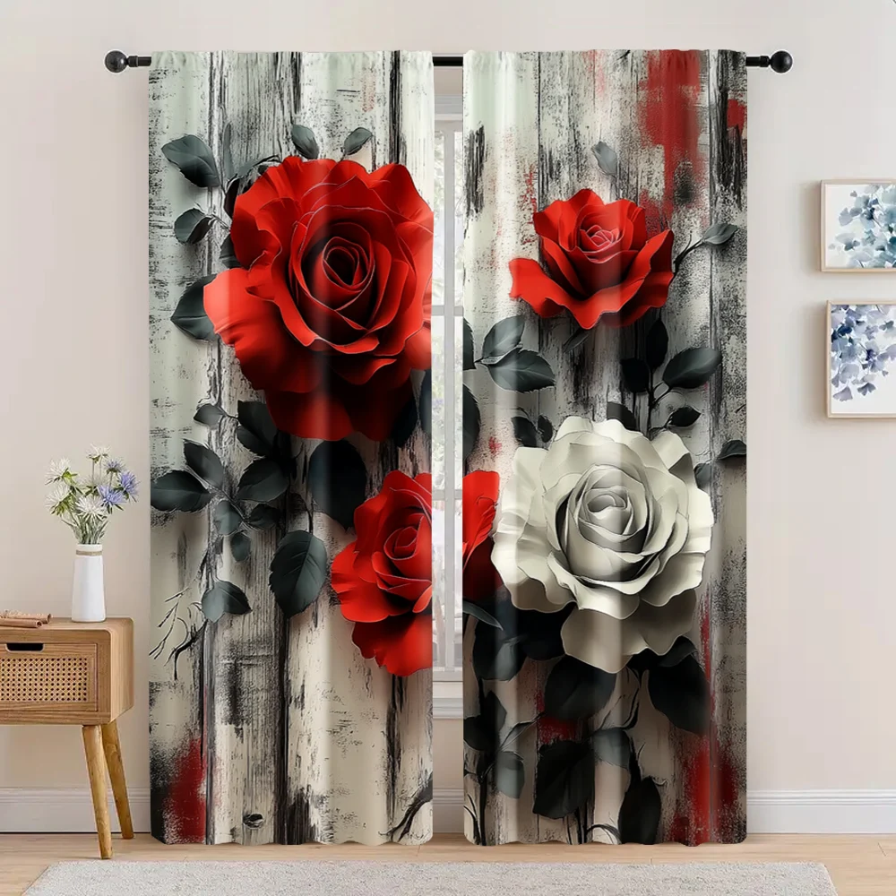 2pc,  Happy Valentine's Day Window Drapes Valentine's Day11 Light Filter Birthday Party Use for Home & Party Decoration Supplies