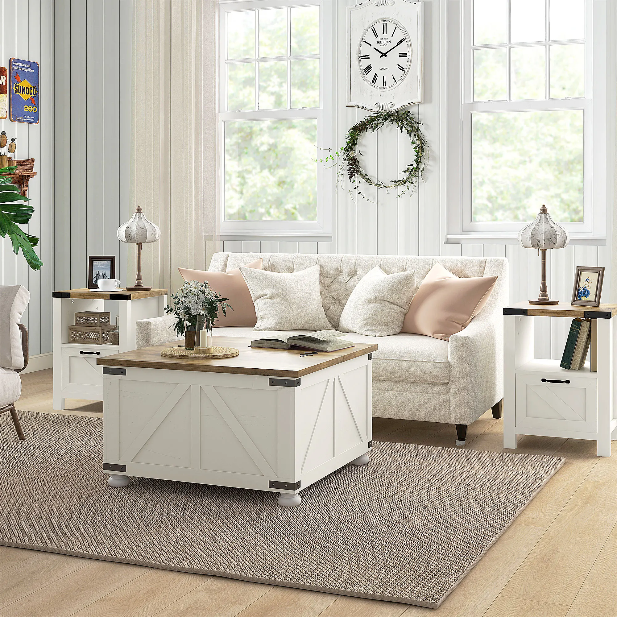 

Homcom Coffee Table with Flip Top Hidden Storage, Square Center Table White